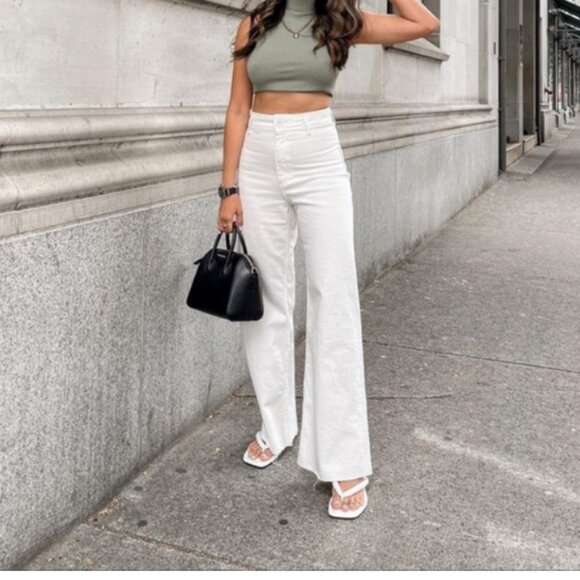 Zara White Marine Pants wide leg jeans high rise 6 - Picture 1 of 7